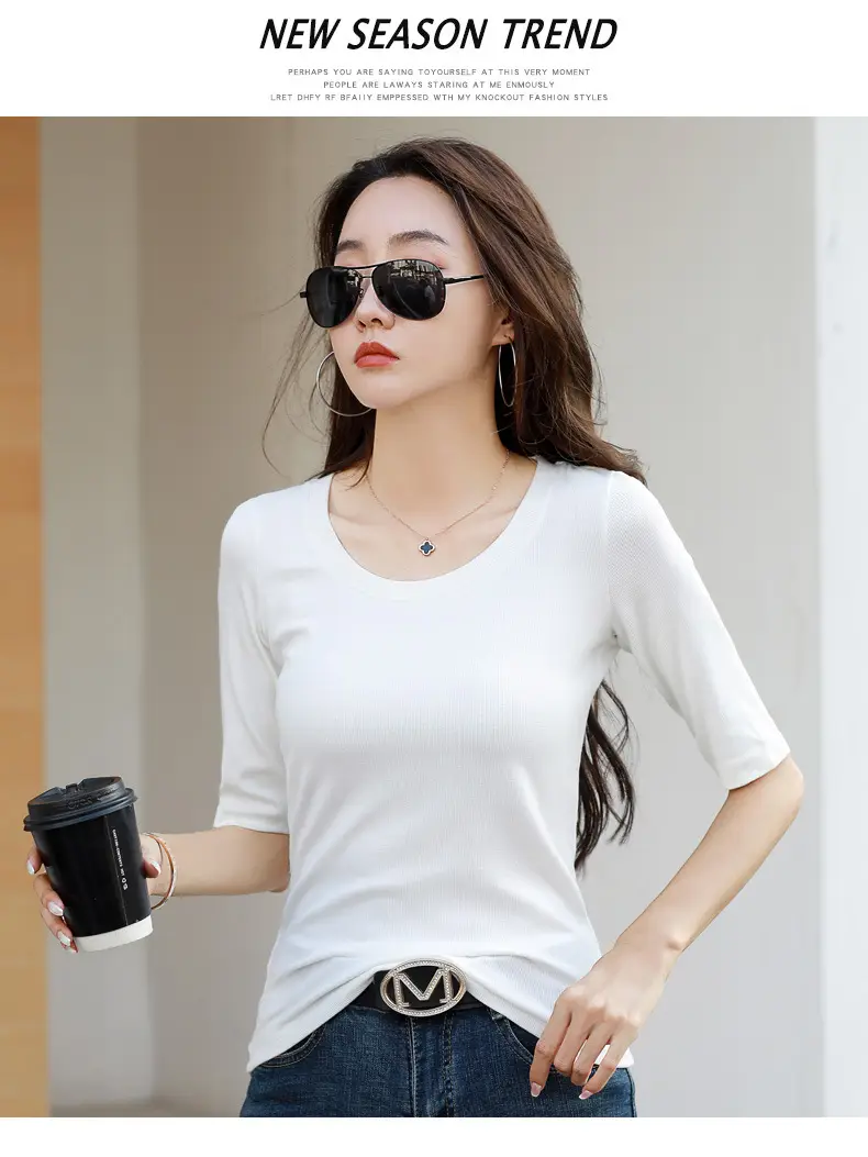 Women's Slim Fit Mid Sleeve Top Brown Round Neck — feature 18