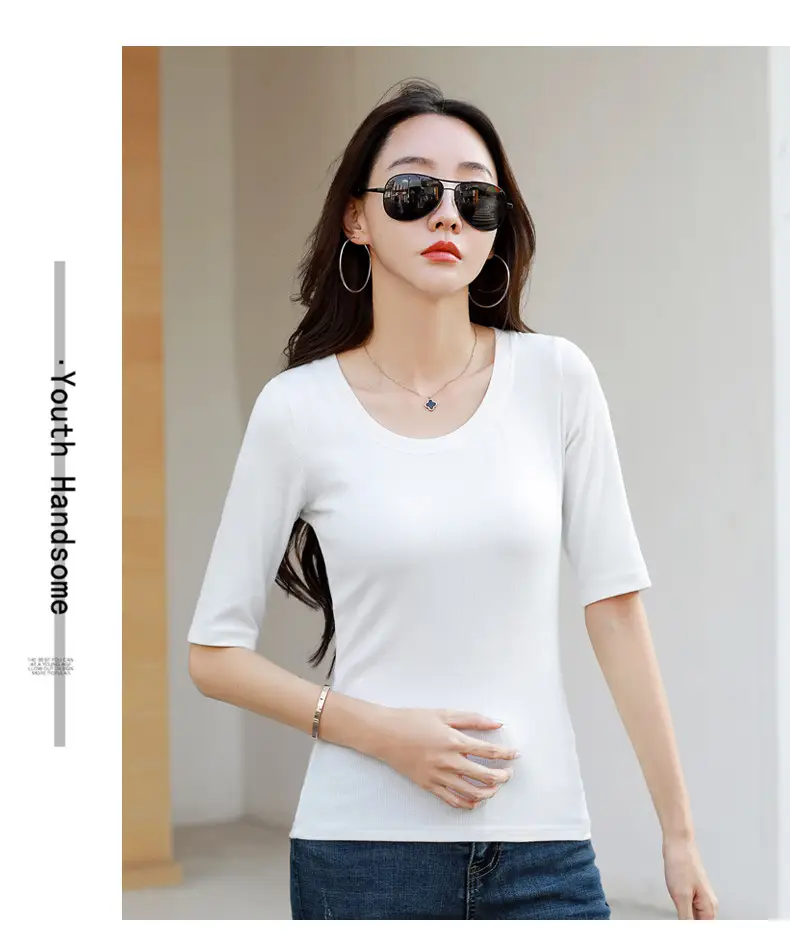 Women's Slim Fit Mid Sleeve Top Brown Round Neck — feature 21