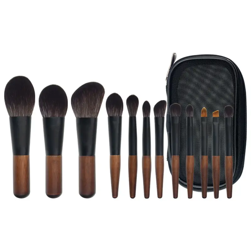 12-Piece Mini Makeup Brush Set with Zipper Case - Image 7