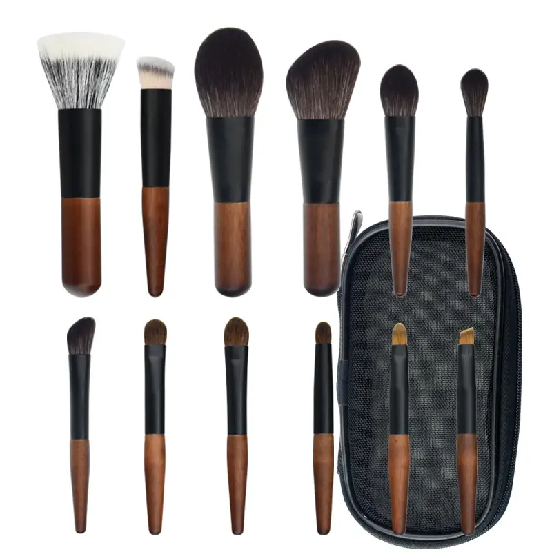 12-Piece Mini Makeup Brush Set with Zipper Case - Image 2