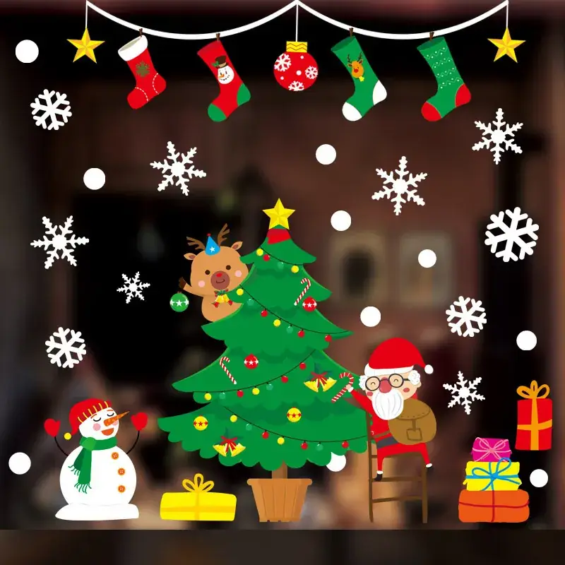 New Year Christmas Window Stickers Electrostatic Glass Decor - Image 31