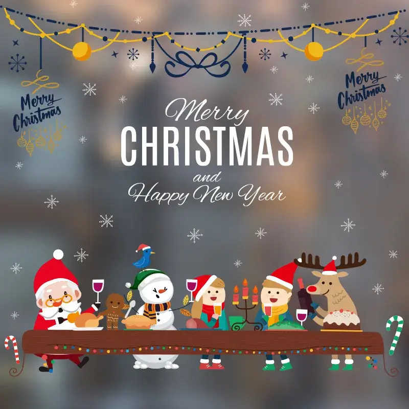 New Year Christmas Window Stickers Electrostatic Glass Decor - Image 32