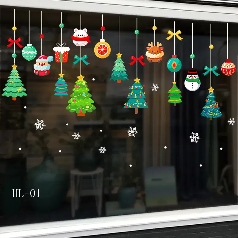 New Year Christmas Window Stickers Electrostatic Glass Decor - Image 24