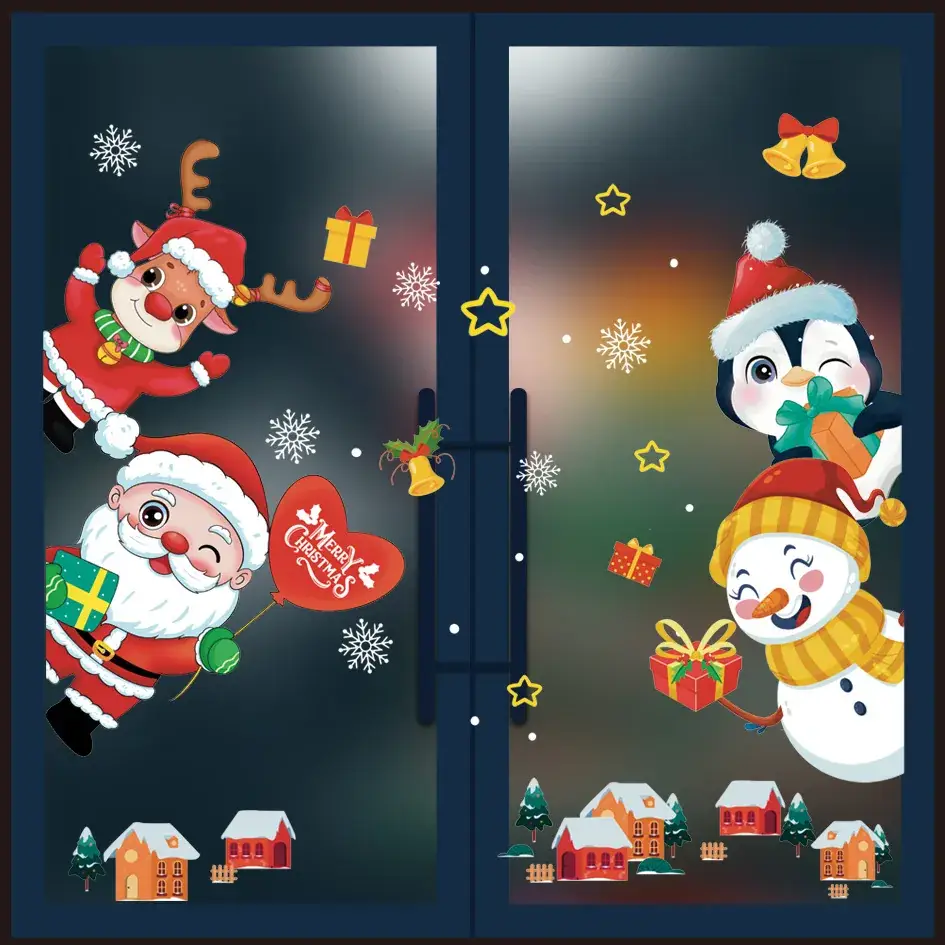 New Year Christmas Window Stickers Electrostatic Glass Decor - Image 3