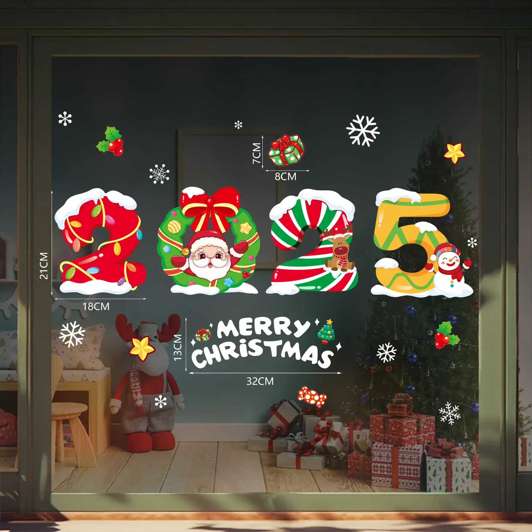 New Year Christmas Window Stickers Electrostatic Glass Decor - Image 6
