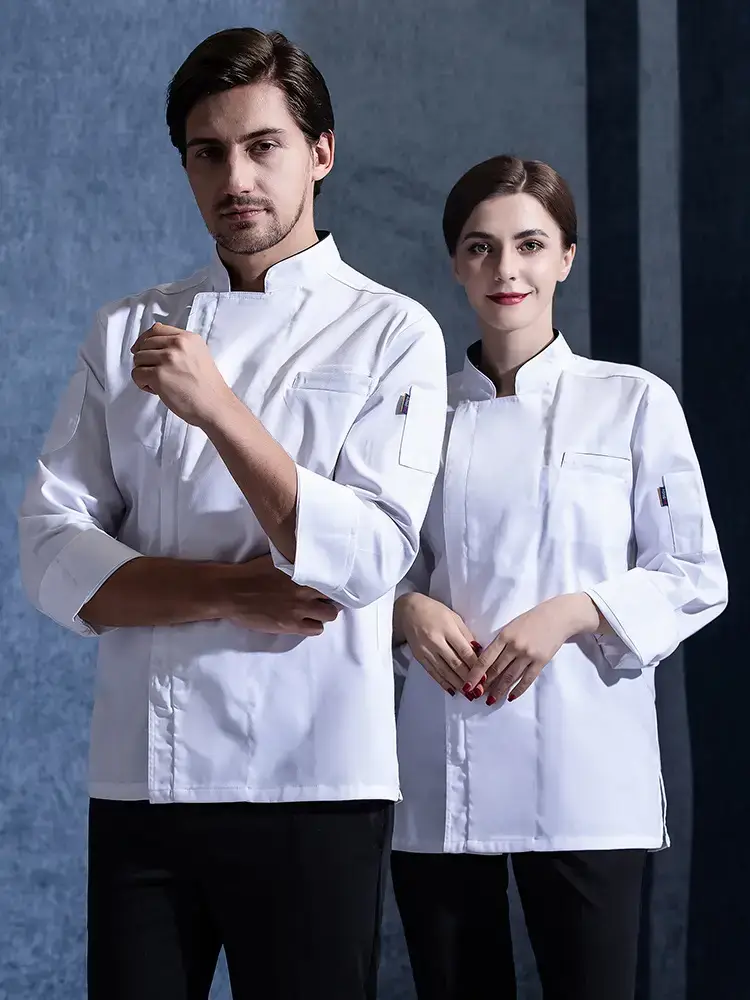 Men & Women Black Zipper Chef Suit Autumn Winter Cooking Training - Image 7