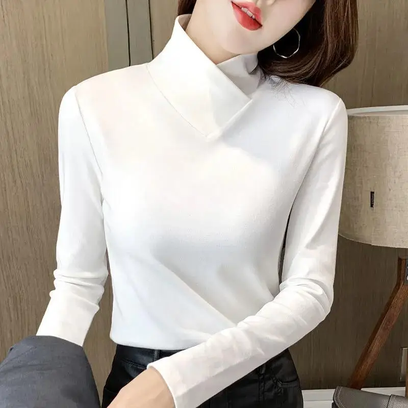 Women's White German Velvet Long Sleeve Shirt