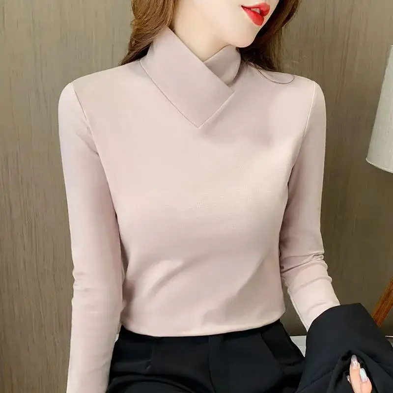 Women's White German Velvet Long Sleeve Shirt