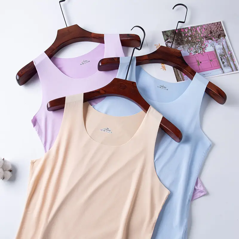 Summer Women's Seamless Ice Silk Vest Thin Suspbottomer Women's Sleeveless Versatile Top Bottoming Wholesale