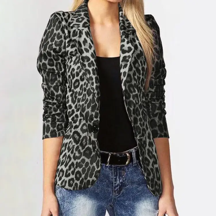 Leopard Print Commuter Jacket Black Short Sleeve - Image 6