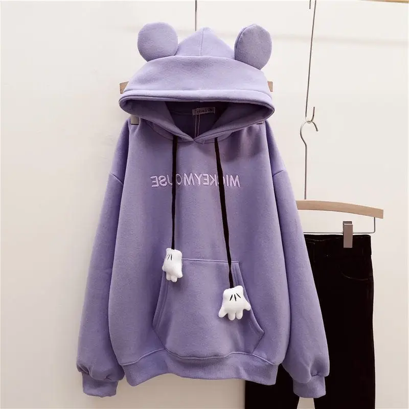 Pink Fleece Hoodie with Bear Ears Design - Image 6
