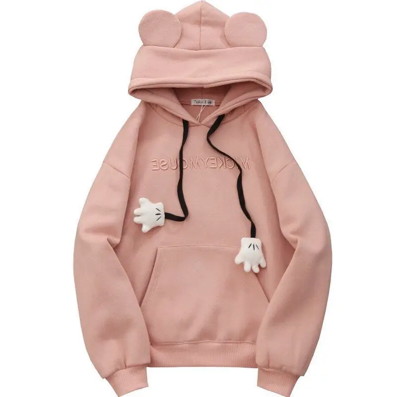 Pink Fleece Hoodie with Bear Ears Design - Image 7