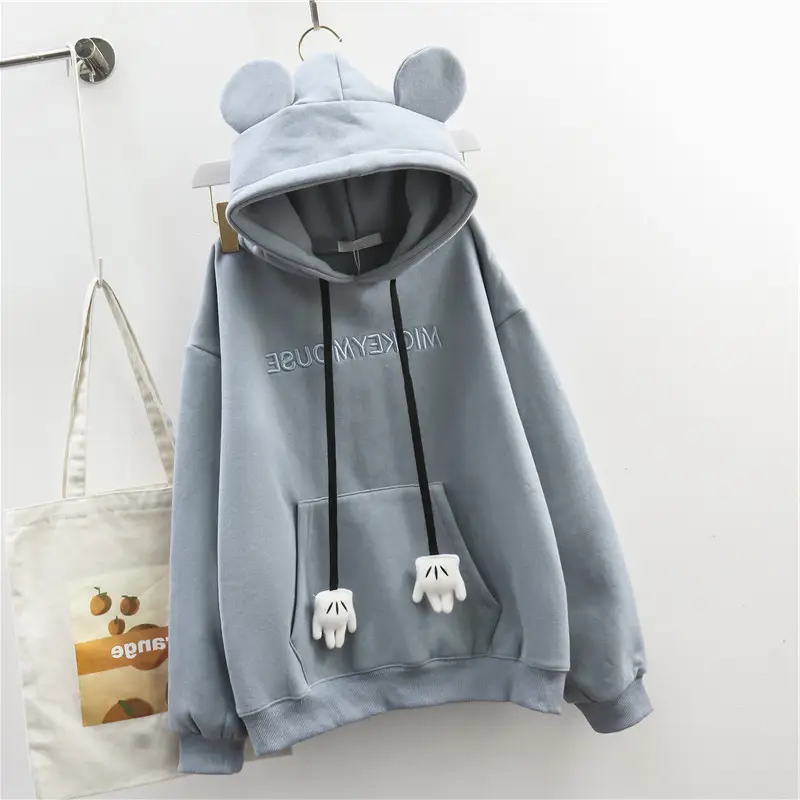 Pink Fleece Hoodie with Bear Ears Design - Image 2