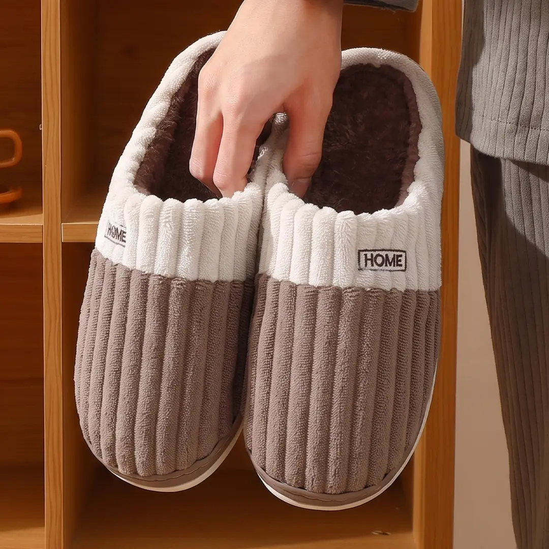 Home Cotton Slippers for Women Winter Home Warm Cotton Shoes Non-Slip Thick Sole Home Couple Plush Slippers Men Winter - Image 6