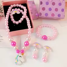 Children's Mermaid Tail Bow Necklace Bracelet Set — feature 12