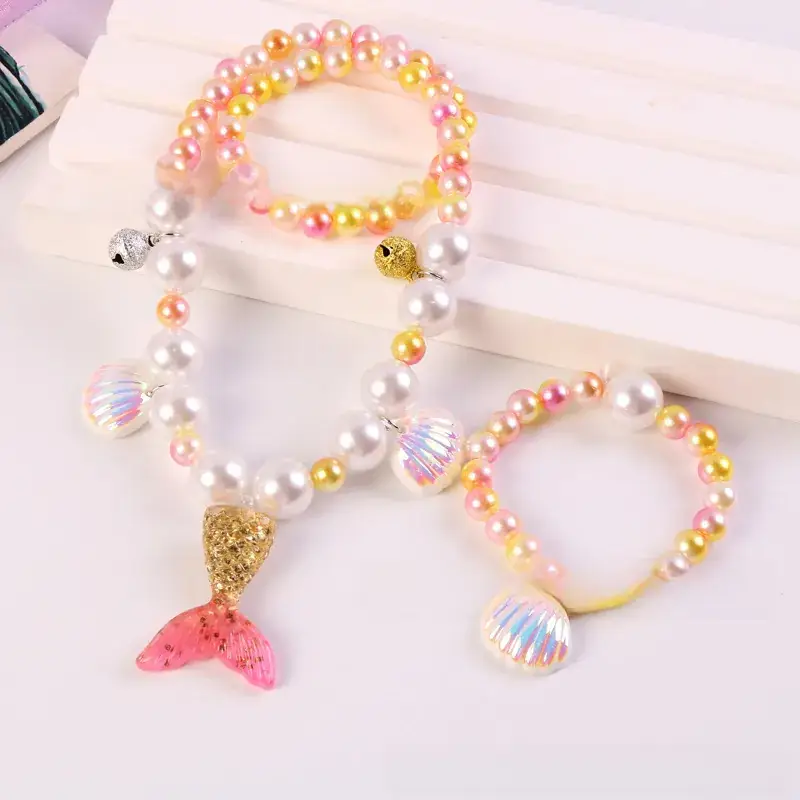 Children's Mermaid Tail Bow Necklace Bracelet Set