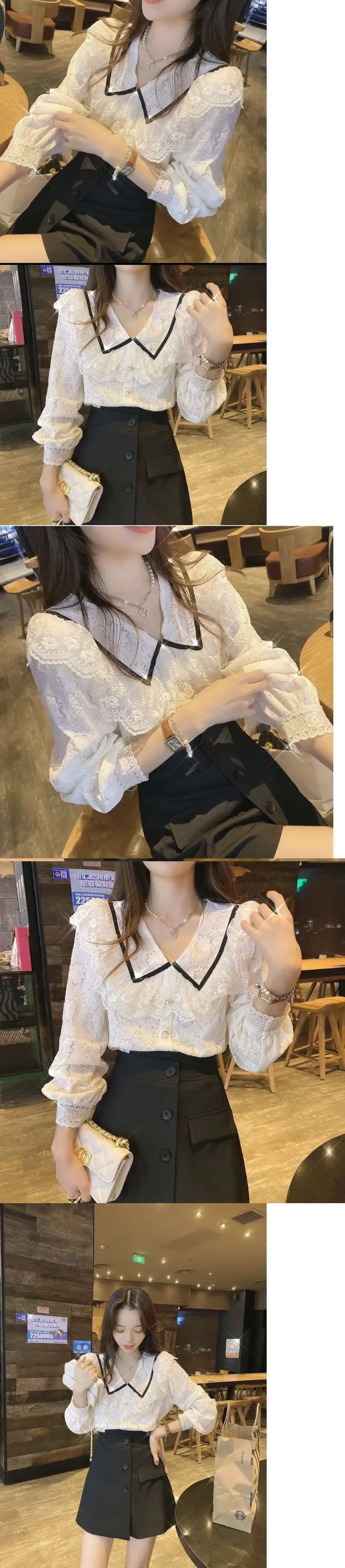 French Retro Lace Top for Women New Autumn Style — feature 3