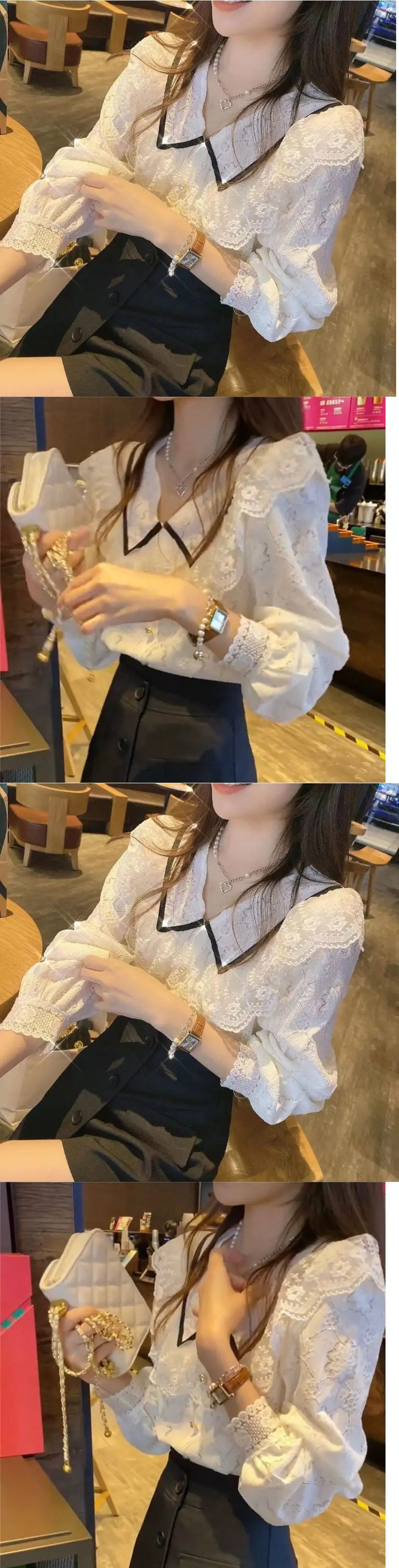 French Retro Lace Top for Women New Autumn Style — feature 4