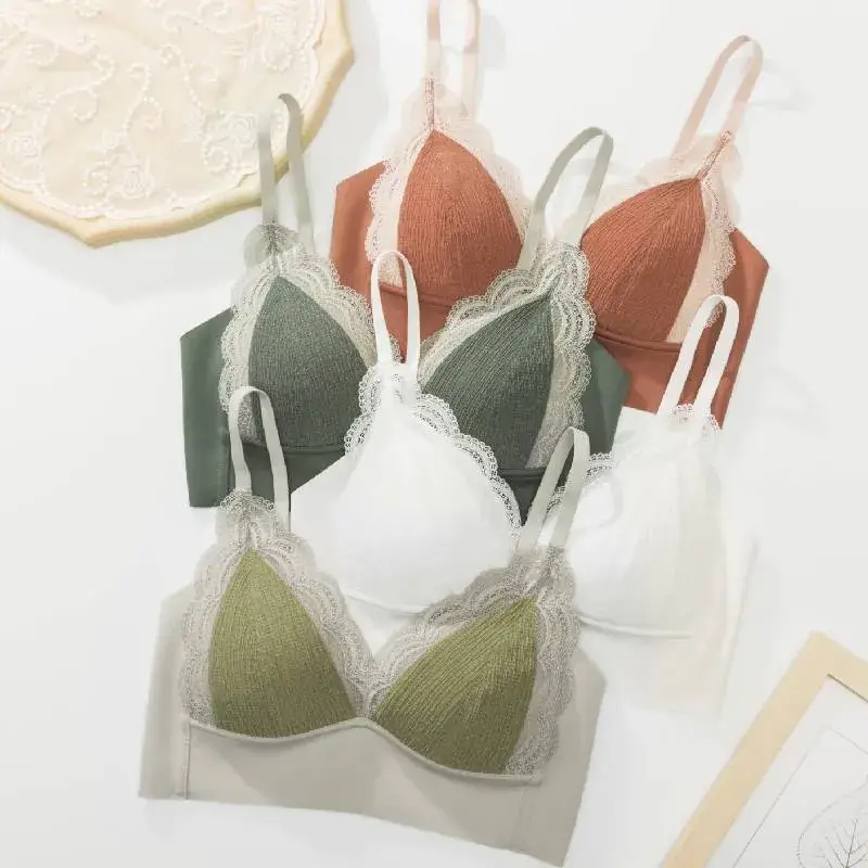 French Lace Bra Silk Lining No Wire Underwear - Image 8
