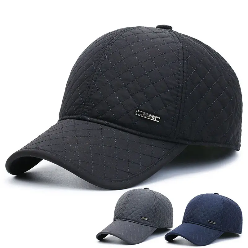 Black Korean Style Fleece Lined Baseball Cap for Men - Image 2