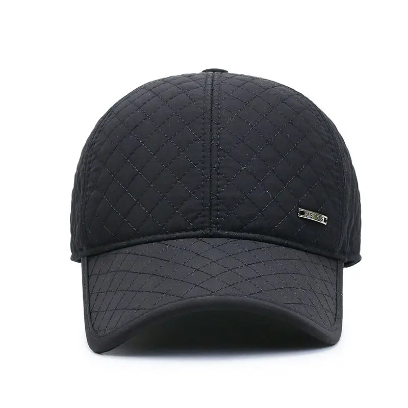 Black Korean Style Fleece Lined Baseball Cap for Men - Image 3