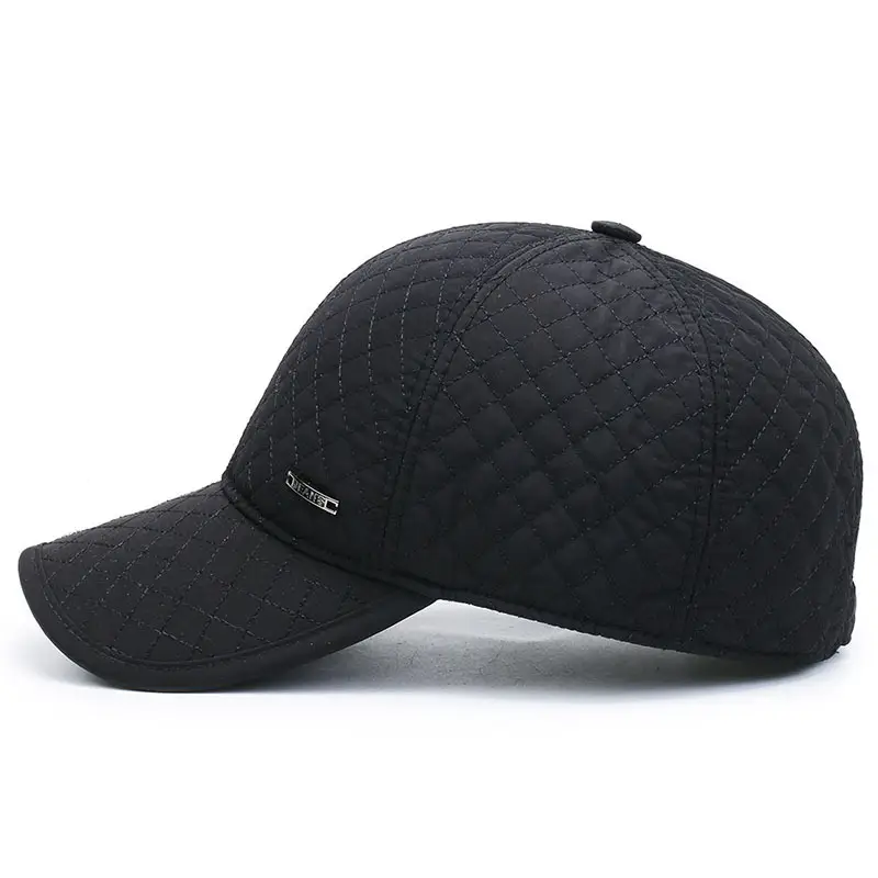 Black Korean Style Fleece Lined Baseball Cap for Men - Image 4