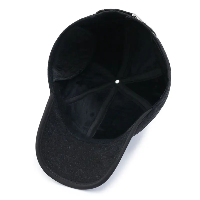Black Korean Style Fleece Lined Baseball Cap for Men - Image 6