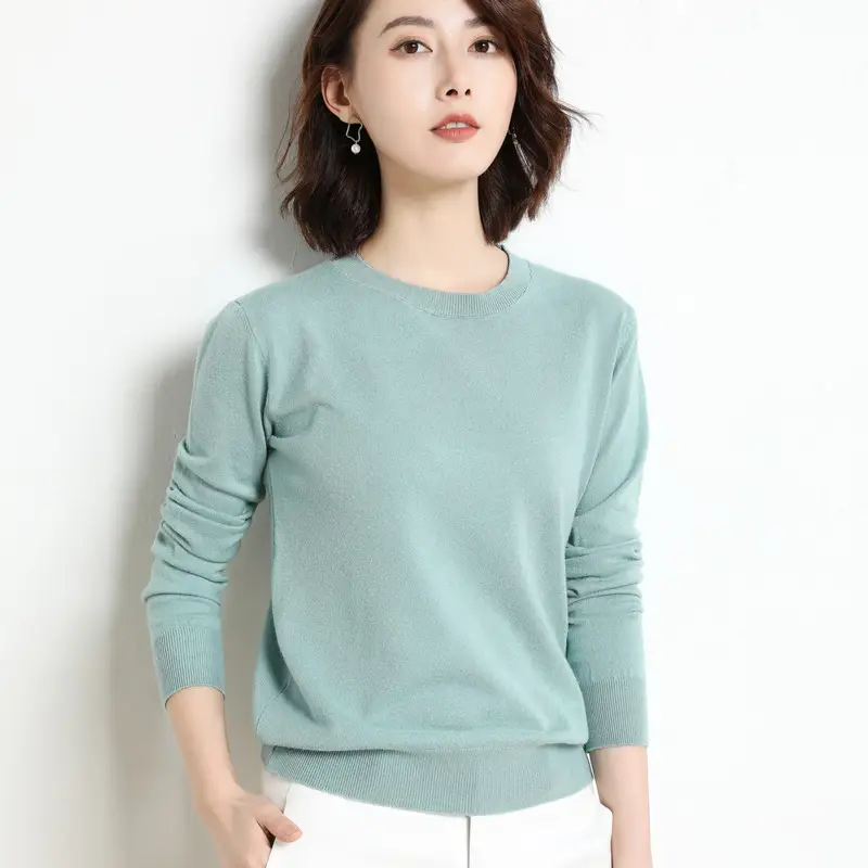 Women's 2025 Knit Pullover Sweater Yellow Round Neck - Image 12