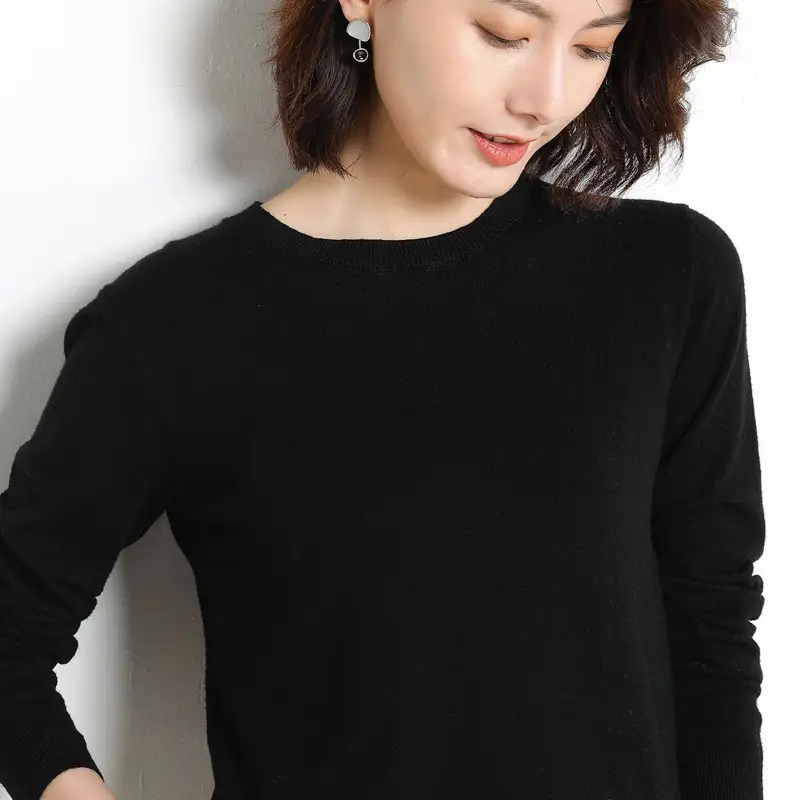 Women's 2025 Knit Pullover Sweater Yellow Round Neck - Image 5