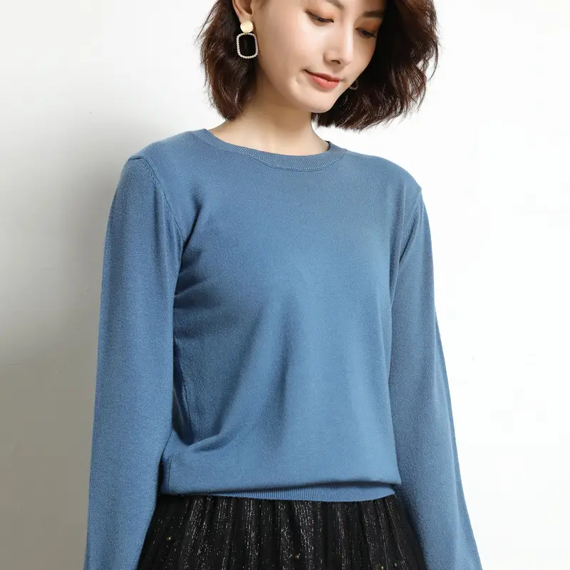Women's 2025 Knit Pullover Sweater Yellow Round Neck - Image 8