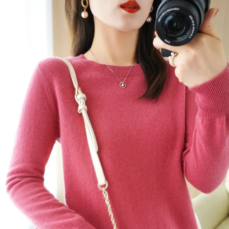 Women's 2025 Knit Pullover Sweater Yellow Round Neck - Image 9