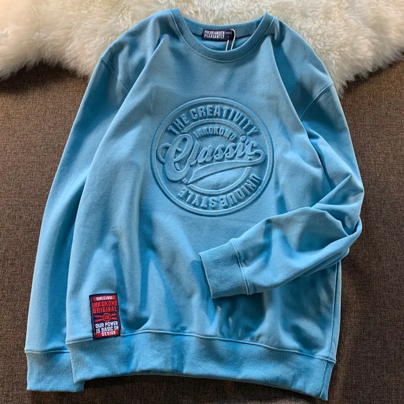 Red Letter Embossed Crew Sweatshirt for Men Women — feature 14