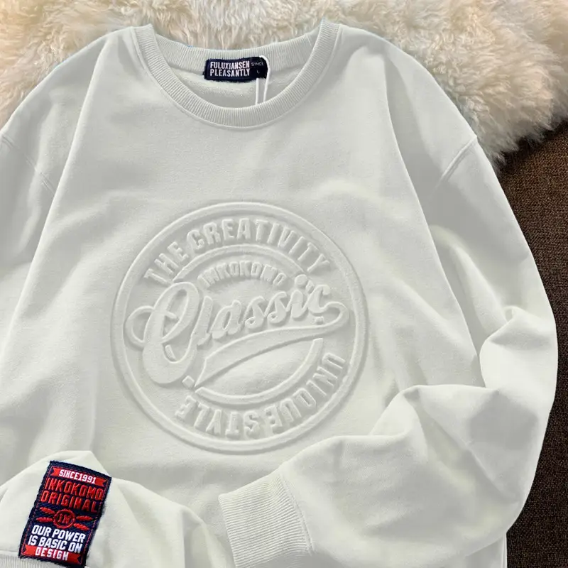 Red Letter Embossed Crew Sweatshirt for Men Women — feature 20
