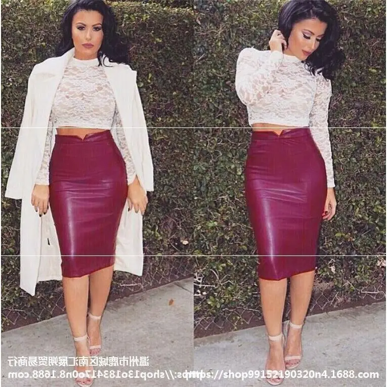 High Waist Lipstick Skirt Tight Fit Purple - Image 7