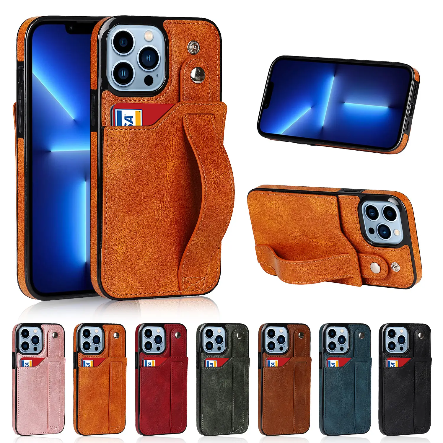 Black Leather 12mini iPhone 13 Pro Max Wristcase - Image 8