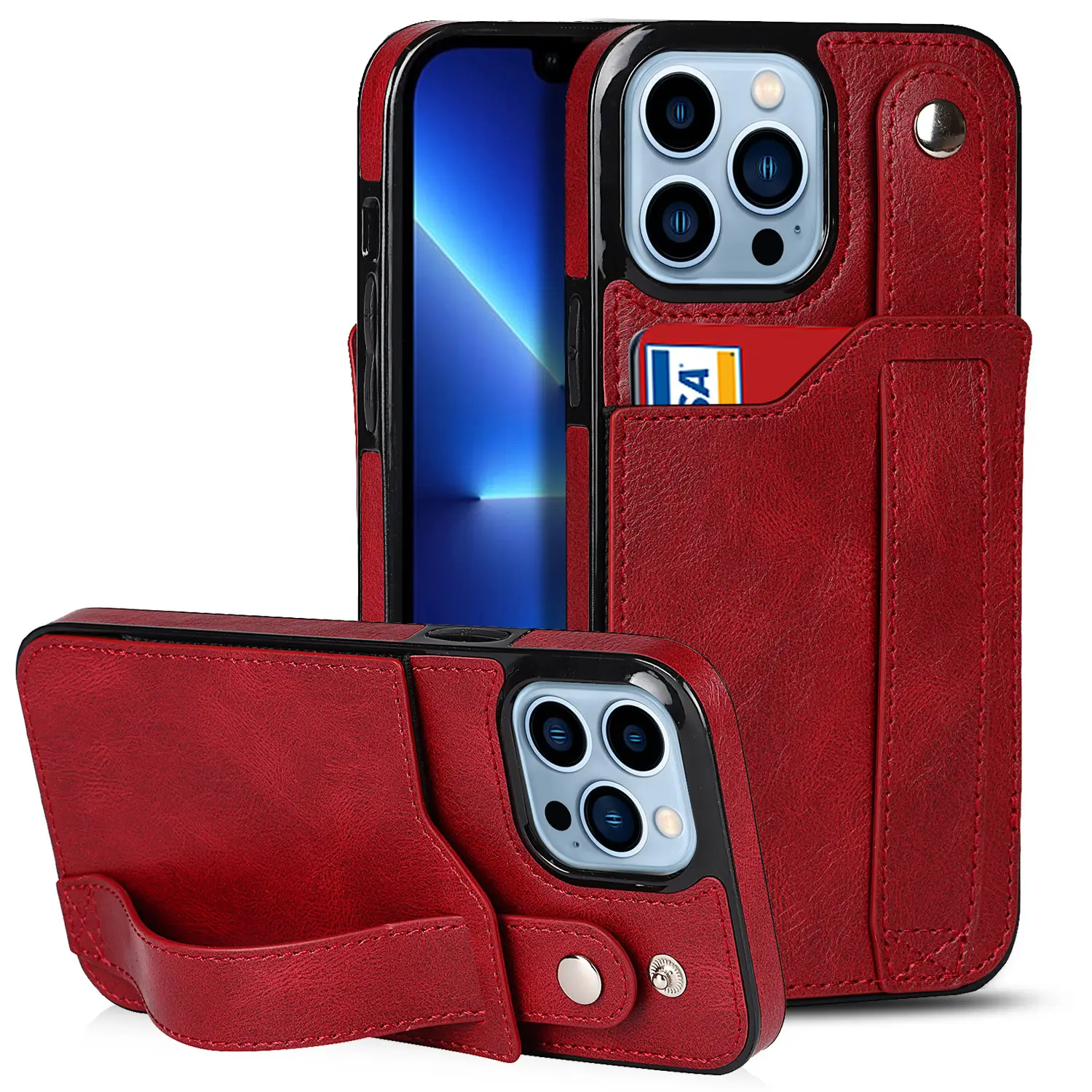 Black Leather 12mini iPhone 13 Pro Max Wristcase - Image 6