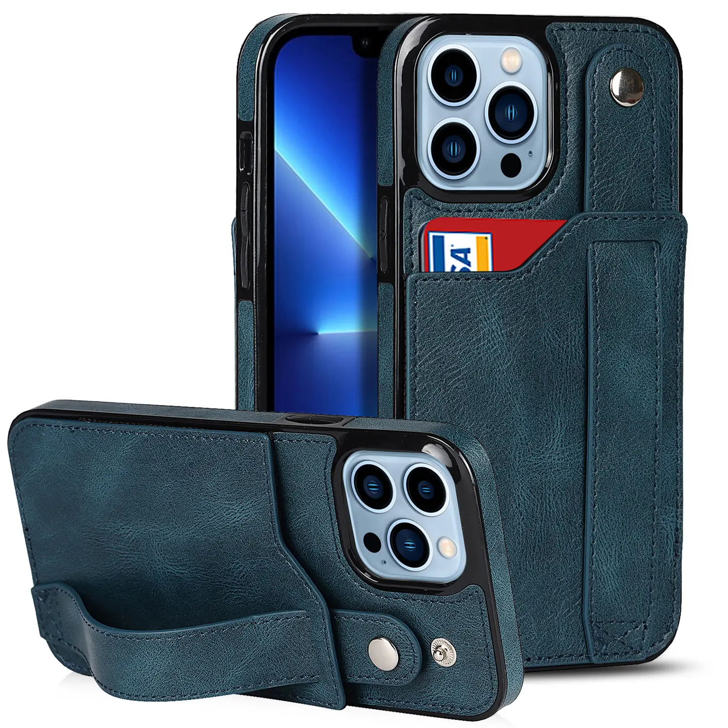 Black Leather 12mini iPhone 13 Pro Max Wristcase - Image 7