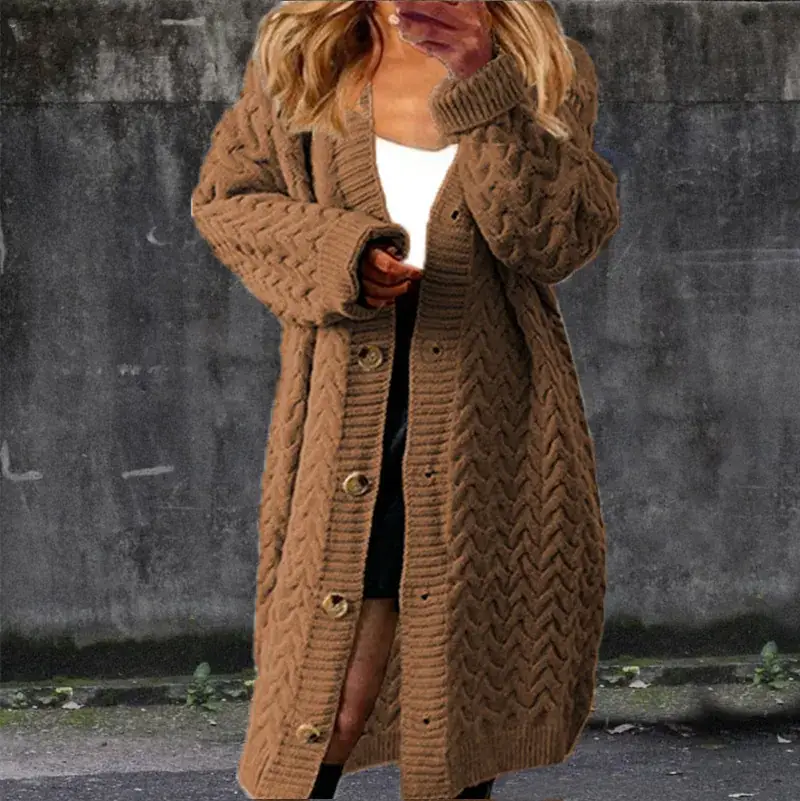 2025 Knitted Long Twist Button Cardigan Women's Top - Image 5