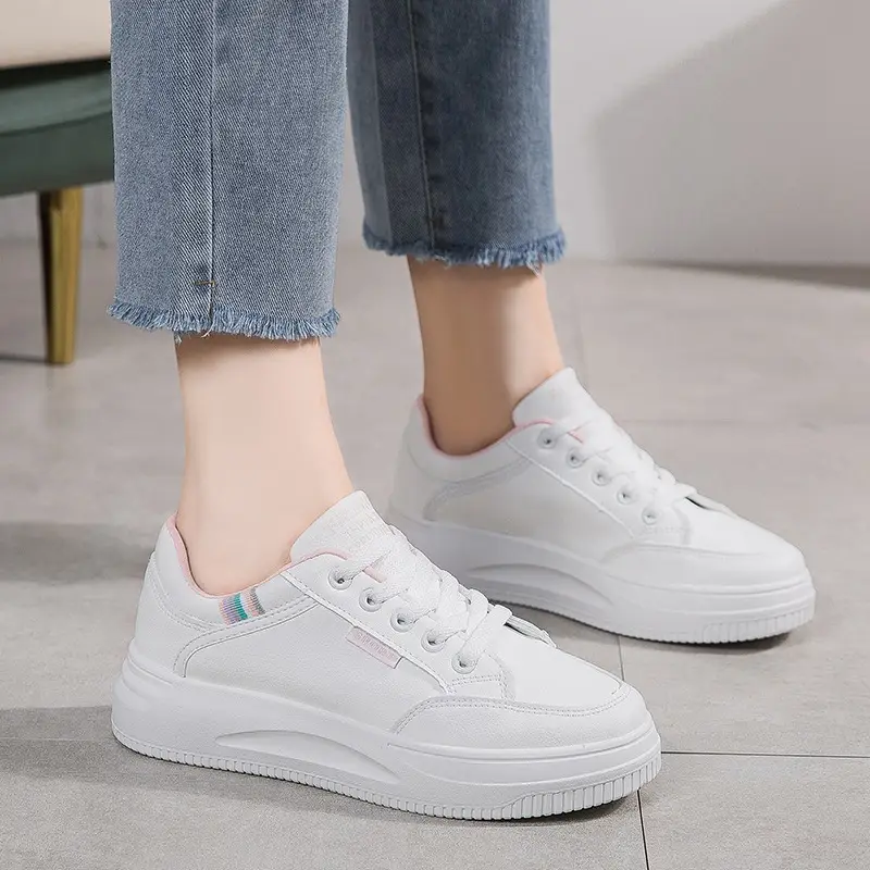 Women White Board Shoes with Thick Sole & Breathable Upper - Image 8