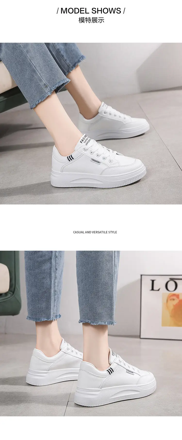 Women White Board Shoes with Thick Sole & Breathable Upper — feature 13