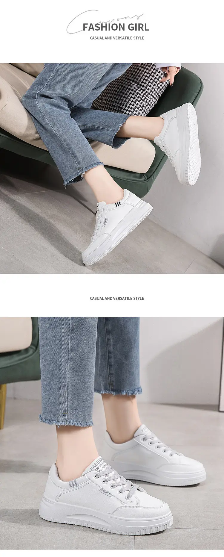 Women White Board Shoes with Thick Sole & Breathable Upper — feature 14