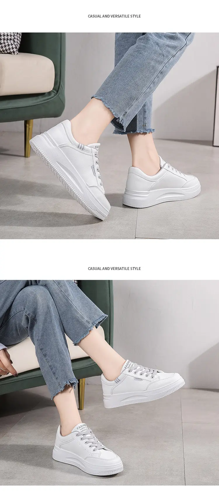 Women White Board Shoes with Thick Sole & Breathable Upper — feature 15