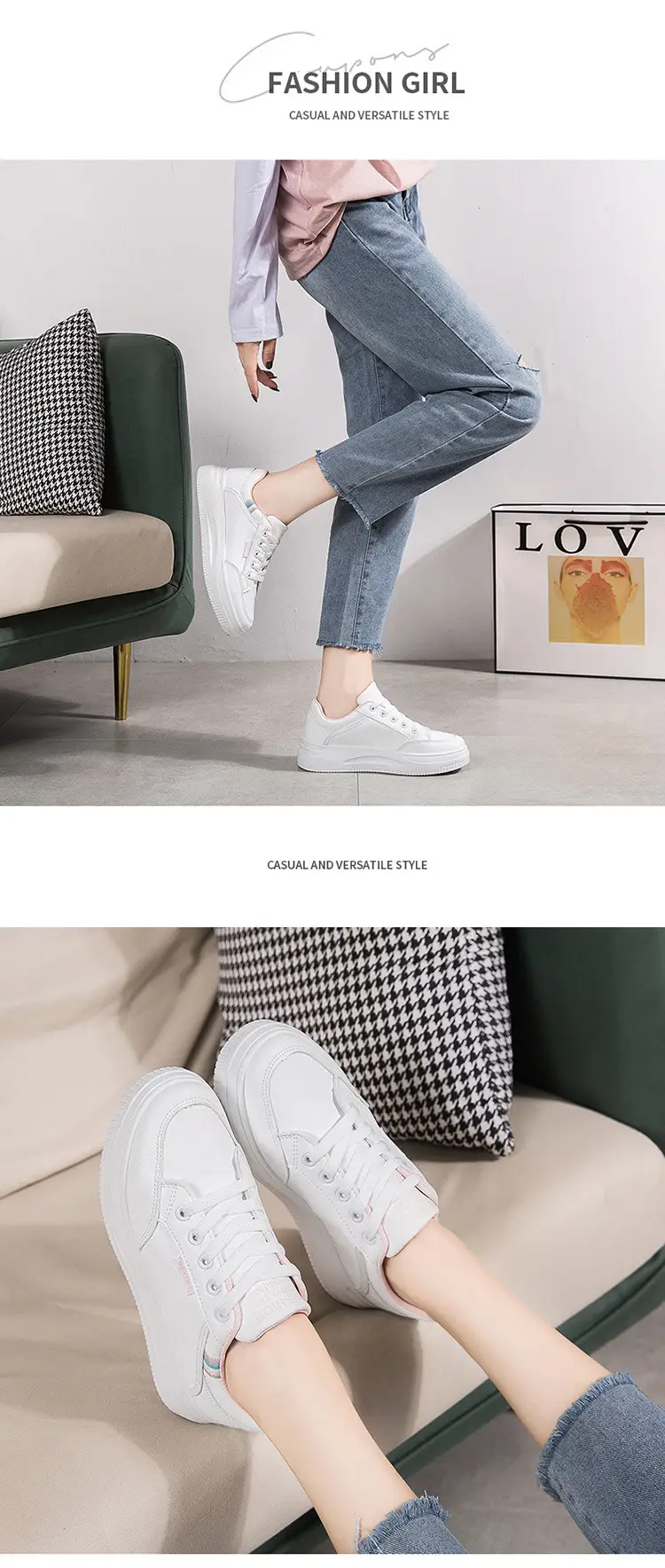 Women White Board Shoes with Thick Sole & Breathable Upper — feature 16