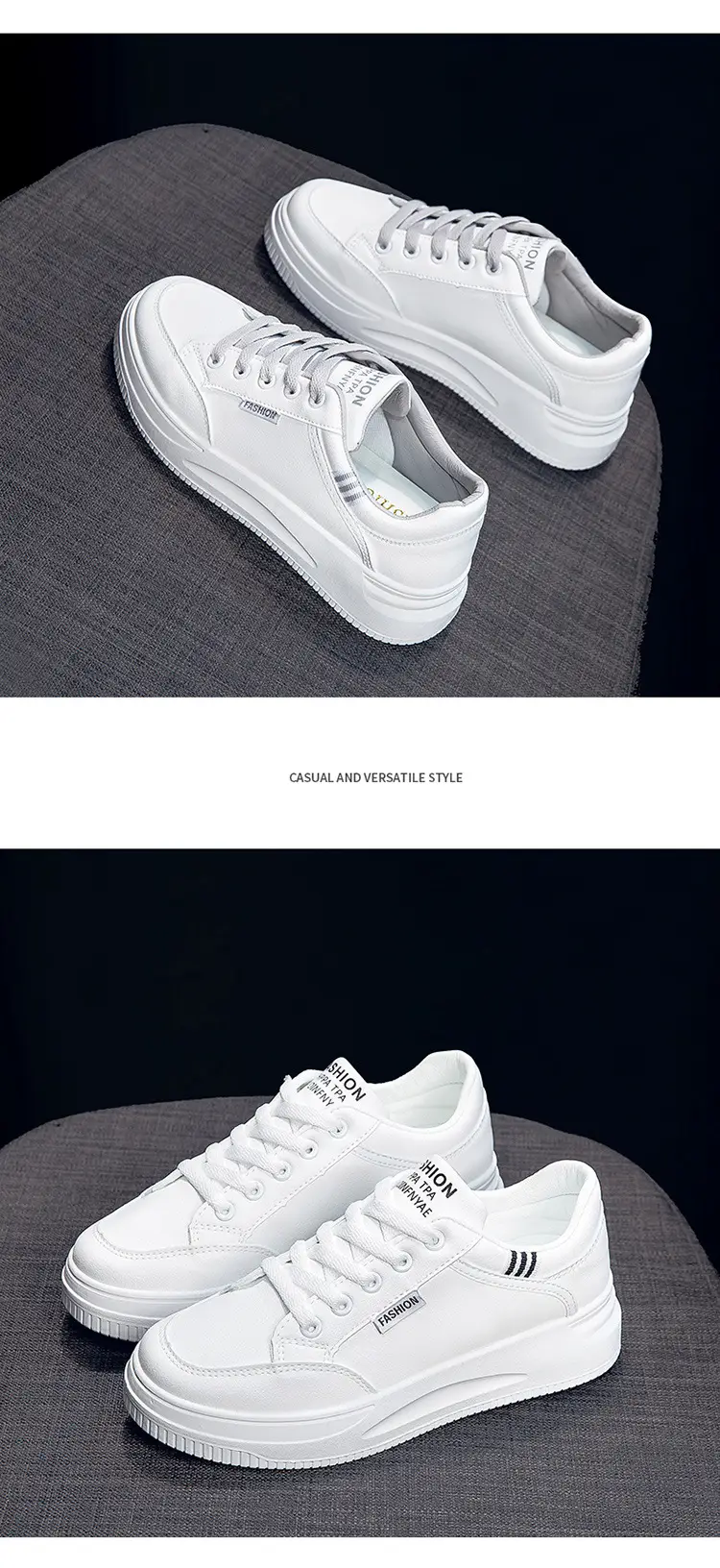 Women White Board Shoes with Thick Sole & Breathable Upper — feature 18