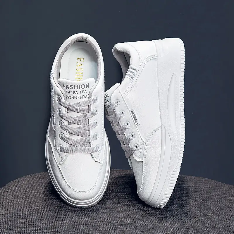 Women White Board Shoes with Thick Sole & Breathable Upper - Image 2