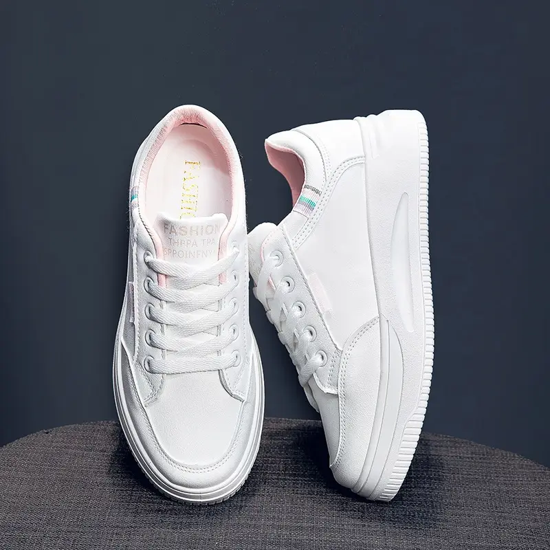 Women White Board Shoes with Thick Sole & Breathable Upper - Image 3