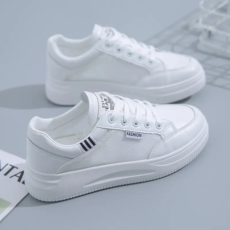 Women White Board Shoes with Thick Sole & Breathable Upper - Image 4