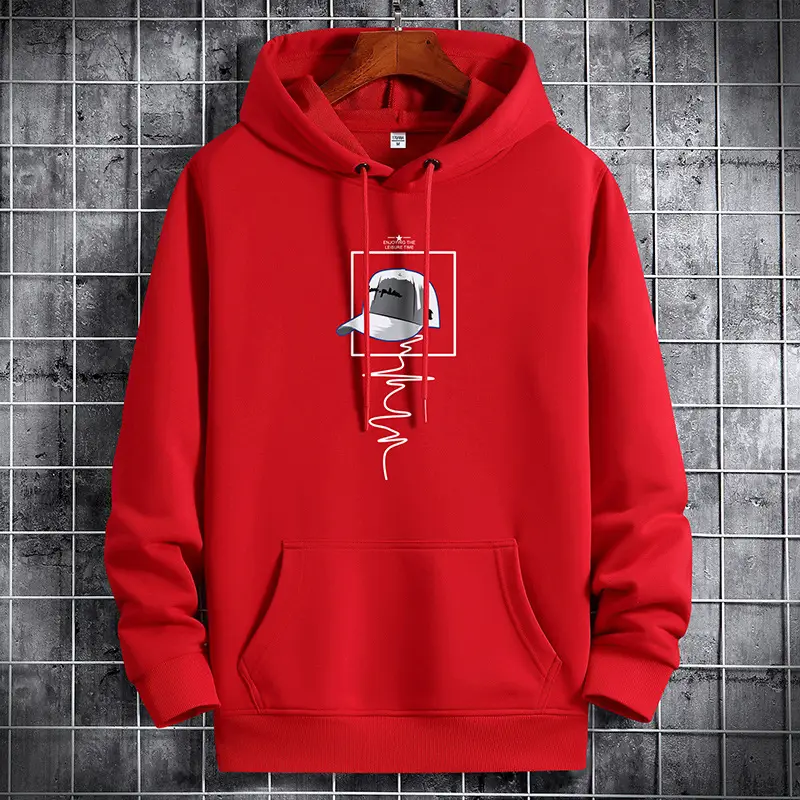 Men Black Printed Hoodie 2021 New Style - Image 7