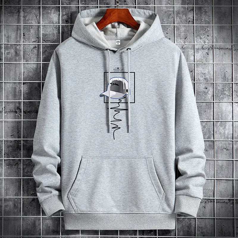 Men Black Printed Hoodie 2021 New Style - Image 3