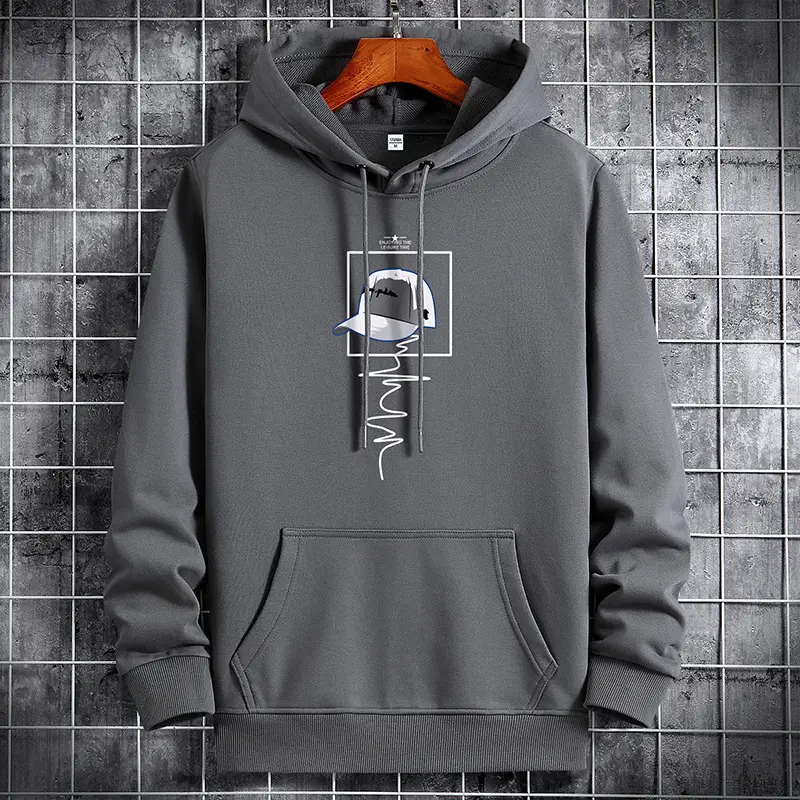 Men Black Printed Hoodie 2021 New Style - Image 4